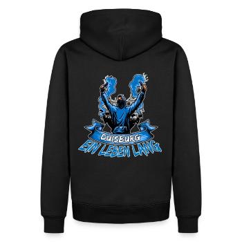 Duisburg ein Leben lang - Männer Premium Bio Hoodie - Schwarz - Hinten - Nico (187cm)