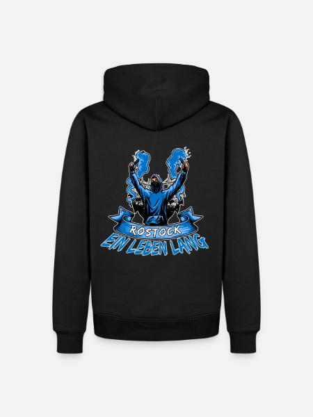 Rostock ein Leben lang - Männer Premium Bio Hoodie - Schwarz