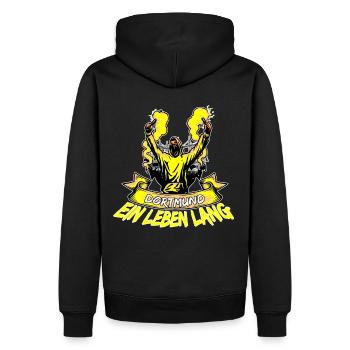Dortmund ein Leben lang - Männer Premium Bio Hoodie - Schwarz - Hinten - Nico (187cm)