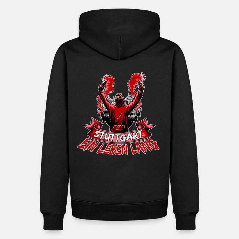 Stuttgart ein Leben lang - Männer Premium Bio Hoodie - Schwarz