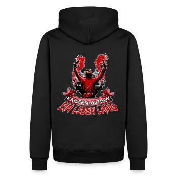 Kaiserslautern ein Leben lang - Männer Premium Bio Hoodie - Schwarz - Hinten - Nico (187cm)