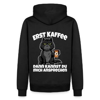 Erst Kaffee dann kannst du mich ansprechen - Männer Premium Bio Hoodie - Schwarz - Hinten - Nico (187cm)