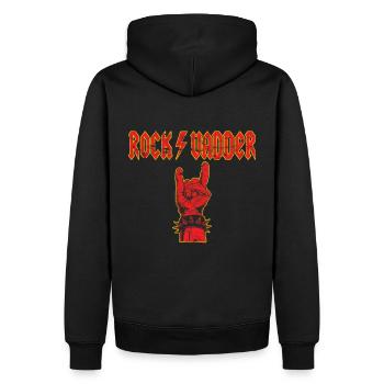 Vatertag Rockvadder Teufelsgruß - Männer Premium Bio Hoodie - Schwarz - Hinten - Nico (187cm)