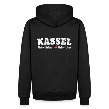 Kassel Meine Heimat meine Liebe Herz - Männer Premium Bio Hoodie - Schwarz - Hinten - Nico (187cm)