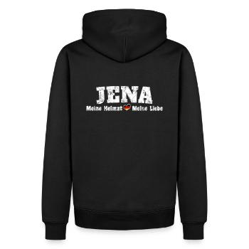 Jena Meine Heimat meine Liebe Herz - Männer Premium Bio Hoodie - Schwarz - Hinten - Nico (187cm)