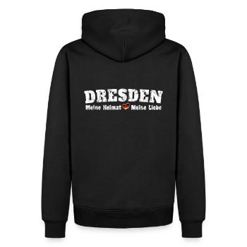 Dresden Meine Heimat meine Liebe Herz - Männer Premium Bio Hoodie - Schwarz - Hinten - Nico (187cm)