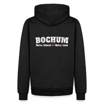 Bochum Meine Heimat meine Liebe Herz - Männer Premium Bio Hoodie - Schwarz - Hinten - Nico (187cm)