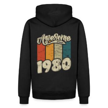 1980 Birthday Awesome since Retro - Men’s Premium Organic Hoodie - black - Back - Nico (187cm)