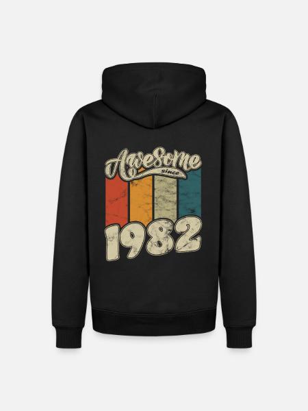 1982 Birthday Awesome since Retro - Men’s Premium Organic Hoodie - black