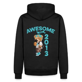 2013 Geburtstag Teddy Bär Awesome since - Männer Premium Bio Hoodie - Schwarz - Hinten - Nico (187cm)