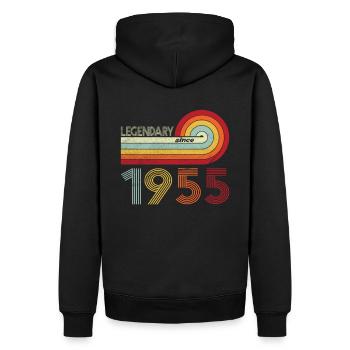 1955 Anniversaire Légendaire depuis Vintage Rainbow - Sweat à capuche Premium bio Homme - noir - Dos - Nico (187cm)
