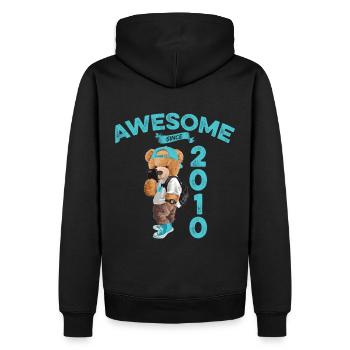 2010 Geburtstag Teddy Bär Awesome since - Männer Premium Bio Hoodie - Schwarz - Hinten - Nico (187cm)