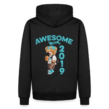 2019 Geburtstag Teddy Bär Awesome since - Männer Premium Bio Hoodie - Schwarz - Hinten - Nico (187cm)