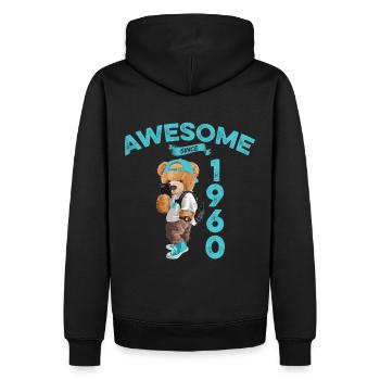 1960 Geburtstag Teddy Bär Awesome since - Männer Premium Bio Hoodie - Schwarz - Hinten - Nico (187cm)