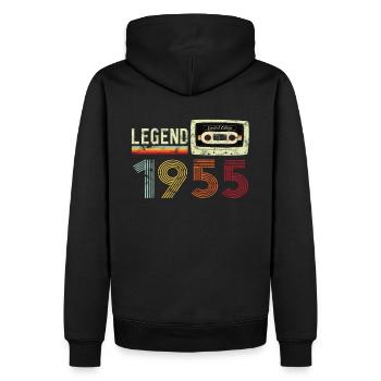 1955 Geburtstag Vintage Cassette - Männer Premium Bio Hoodie - Schwarz - Hinten - Nico (187cm)