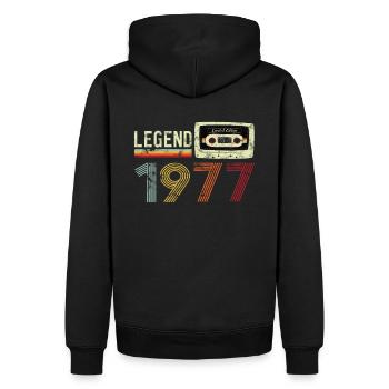 1977 Birthday Vintage Cassette - Sweat à capuche Premium bio Homme - noir - Dos - Nico (187cm)