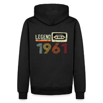 1961 Birthday Vintage Cassette - Sweat à capuche Premium bio Homme - noir - Dos - Nico (187cm)