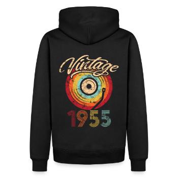 1955 Birthday Vinyl Vintage - Men’s Premium Organic Hoodie - black - Back - Nico (187cm)