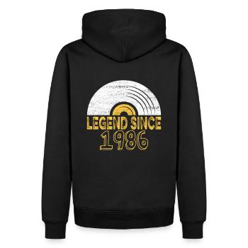 1986 Geburtstag Vinyl Legend since - Männer Premium Bio Hoodie - Schwarz - Hinten - Nico (187cm)