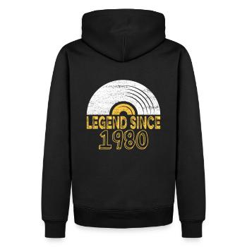 1980 Birthday Vinyl Legend since - Men’s Premium Organic Hoodie - black - Back - Nico (187cm)