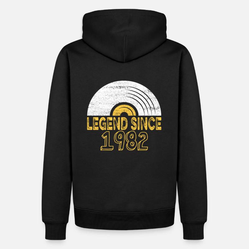 1982 Birthday Vinyl Legend depuis - Sweat à capuche Premium bio Homme - noir