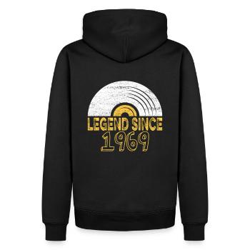 1969 Birthday Vinyl Legend since - Men’s Premium Organic Hoodie - black - Back - Nico (187cm)
