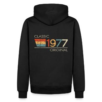 1977 Birthday Classic Original - Men’s Premium Organic Hoodie - black - Back - Nico (187cm)