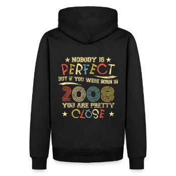 2008 Geburtstag Vintage Nobody is perfect - Männer Premium Bio Hoodie - Schwarz - Hinten - Nico (187cm)