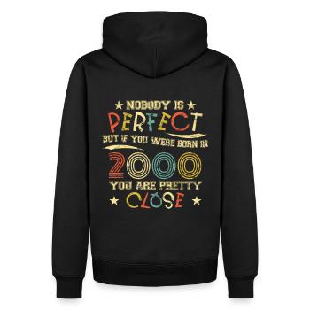 2000 Geburtstag Vintage Nobody is perfect - Männer Premium Bio Hoodie - Schwarz - Hinten - Nico (187cm)