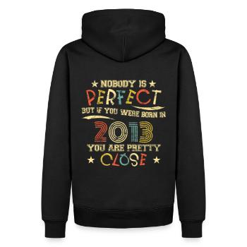 2013 Birthday Vintage Nobody is perfect - Men’s Premium Organic Hoodie - black - Back - Nico (187cm)