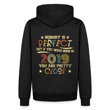 2019 Birthday Vintage Nobody is perfect - Men’s Premium Organic Hoodie - black - Back - Nico (187cm)