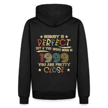 1999 Birthday Vintage Nobody is perfect - Men’s Premium Organic Hoodie - black - Back - Nico (187cm)