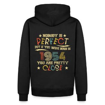 1954 Geburtstag Vintage Nobody is perfect - Männer Premium Bio Hoodie - Schwarz - Hinten - Nico (187cm)