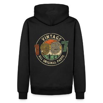 1987 Anniversaire Millésime Toutes les pièces d’origine - Sweat à capuche Premium bio Homme - noir - Dos - Nico (187cm)