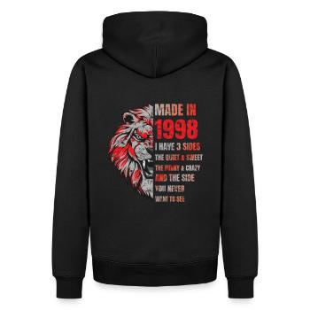 1998 Birthday Lion made in - Sweat à capuche Premium bio Homme - noir - Dos - Nico (187cm)