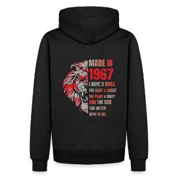 1967 Birthday Lion made in - Sweat à capuche Premium bio Homme - noir - Dos - Nico (187cm)