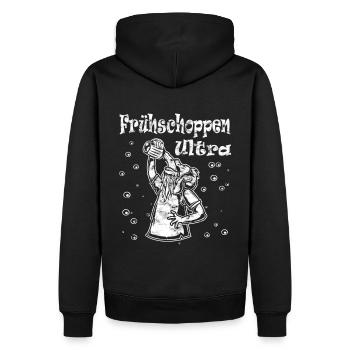 Frühschoppen Ultra Man with Beer white - Männer Premium Bio Hoodie - Schwarz - Hinten - Nico (187cm)