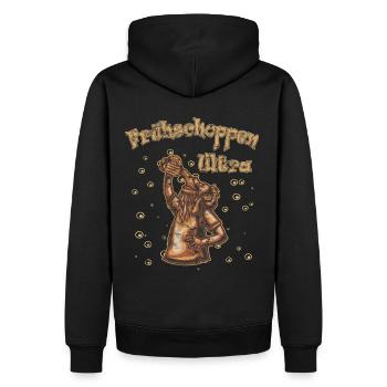 Frühschoppen Ultra Man with Beer brown - Männer Premium Bio Hoodie - Schwarz - Hinten - Nico (187cm)