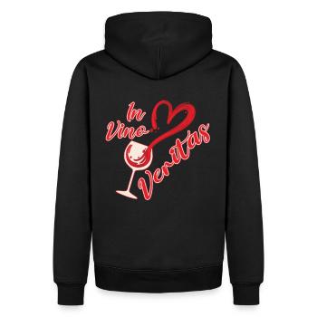 In Vino Veritas Herzglas - Männer Premium Bio Hoodie - Schwarz - Hinten - Nico (187cm)