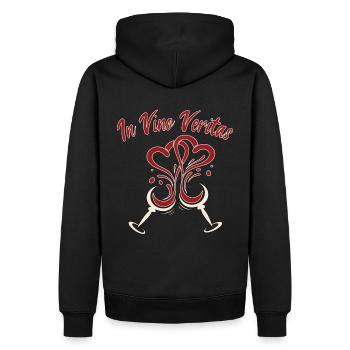 In Vino Veritas Prost Herz - Männer Premium Bio Hoodie - Schwarz - Hinten - Nico (187cm)