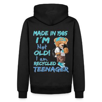 1985 Geburtstag Teddy funny old Teenager - Männer Premium Bio Hoodie - Schwarz - Hinten - Nico (187cm)