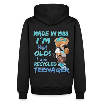 1988 Geburtstag Teddy funny old Teenager - Männer Premium Bio Hoodie - Schwarz - Hinten - Nico (187cm)