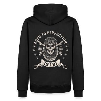 1991 Geburtstag Aged to perfection Rock Hard - Männer Premium Bio Hoodie - Schwarz - Hinten - Nico (187cm)