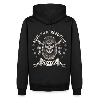 2006 Geburtstag Aged to perfection Rock Hard - Männer Premium Bio Hoodie - Schwarz - Hinten - Nico (187cm)