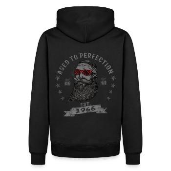 1966 Birthday Aged to perfection Old Man - Men’s Premium Organic Hoodie - black - Back - Nico (187cm)