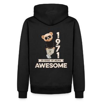 1971 Geburtstag Teddy Bär Being Awesome Orignal - Männer Premium Bio Hoodie - Schwarz - Hinten - Nico (187cm)