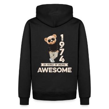 1974 Geburtstag Teddy Bär Being Awesome Orignal - Männer Premium Bio Hoodie - Schwarz - Hinten - Nico (187cm)
