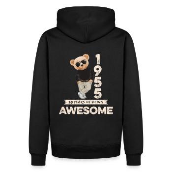 1955 Geburtstag Teddy Bär Being Awesome Orignal - Männer Premium Bio Hoodie - Schwarz - Hinten - Nico (187cm)
