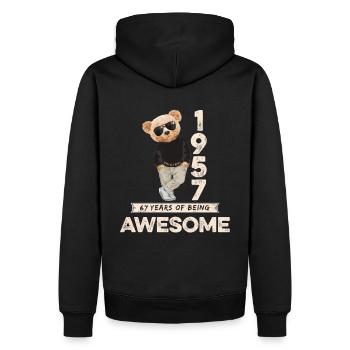 1957 Geburtstag Teddy Bär Being Awesome Orignal - Männer Premium Bio Hoodie - Schwarz - Hinten - Nico (187cm)
