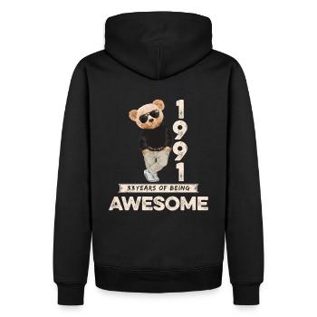 1991 Geburtstag Teddy Bär Being Awesome Orignal - Männer Premium Bio Hoodie - Schwarz - Hinten - Nico (187cm)